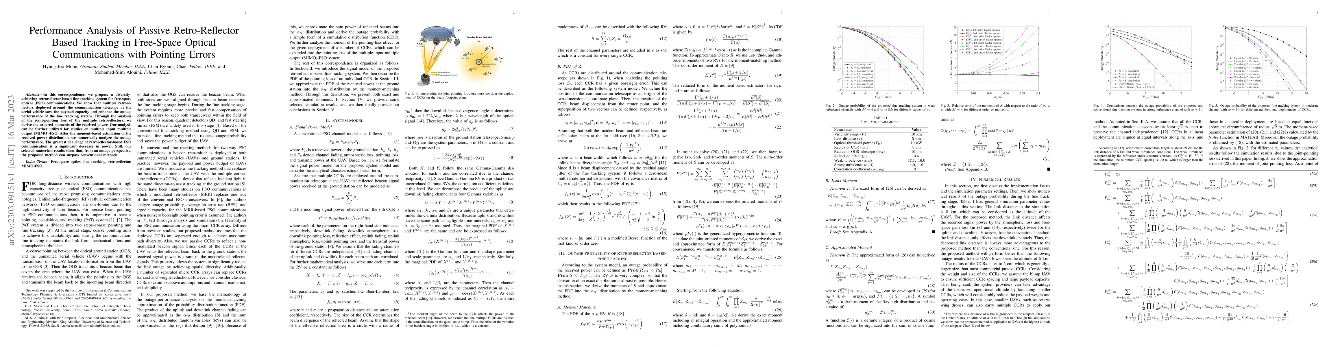 Thumbnail for Performance Analysis of Passive Retro-Reflector Based Tracking in
  Free-Space Optical Communications with Pointing Errors