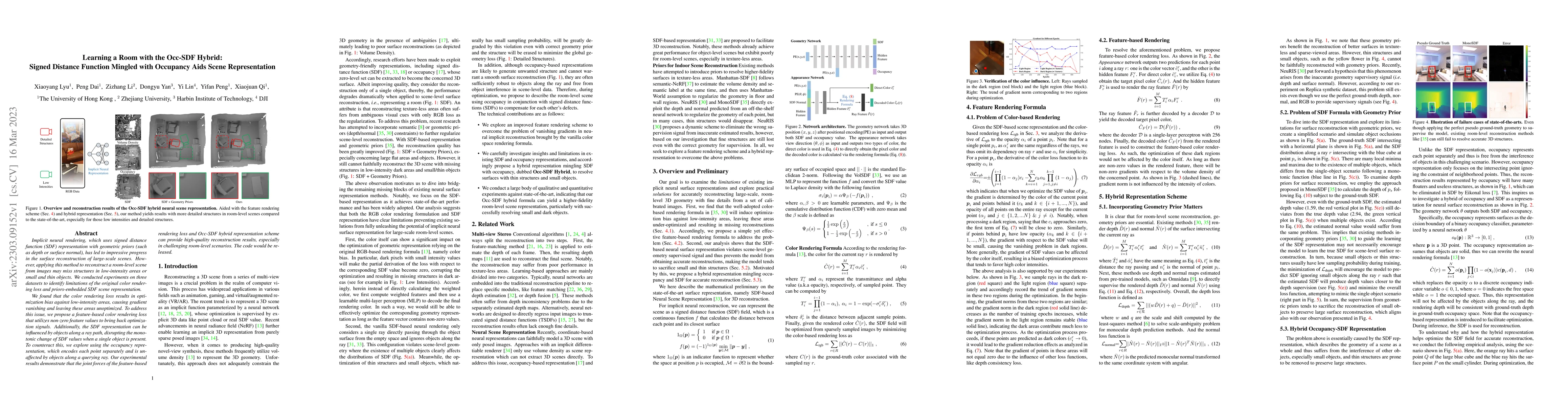 Thumbnail for Learning a Room with the Occ-SDF Hybrid: Signed Distance Function
  Mingled with Occupancy Aids Scene Representation