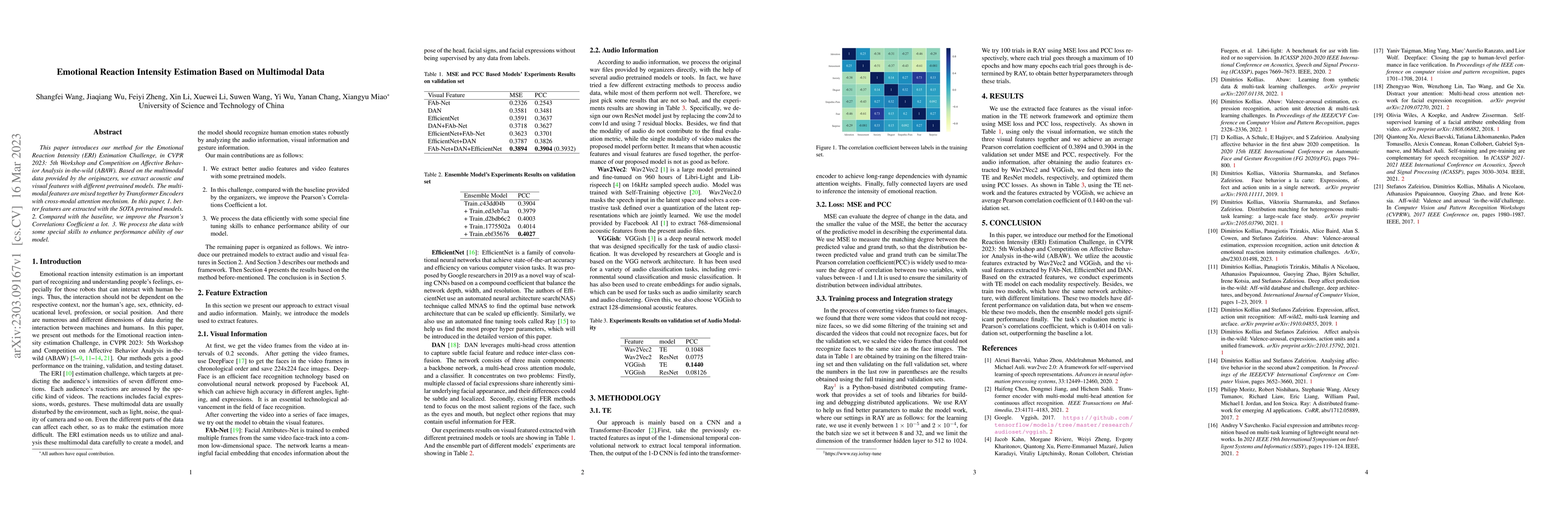 Thumbnail for Emotional Reaction Intensity Estimation Based on Multimodal Data