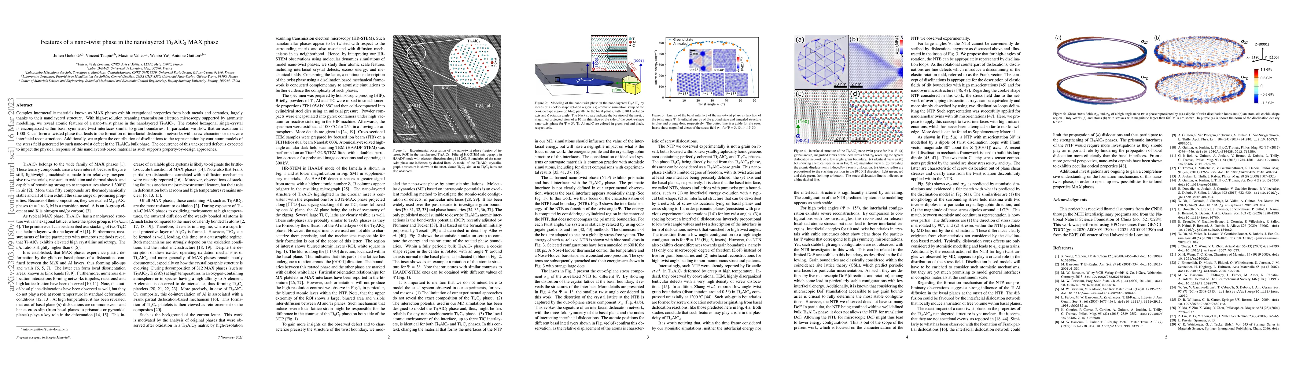 Thumbnail for Features of a nano-twist phase in the nanolayered Ti3AlC2 MAX phase