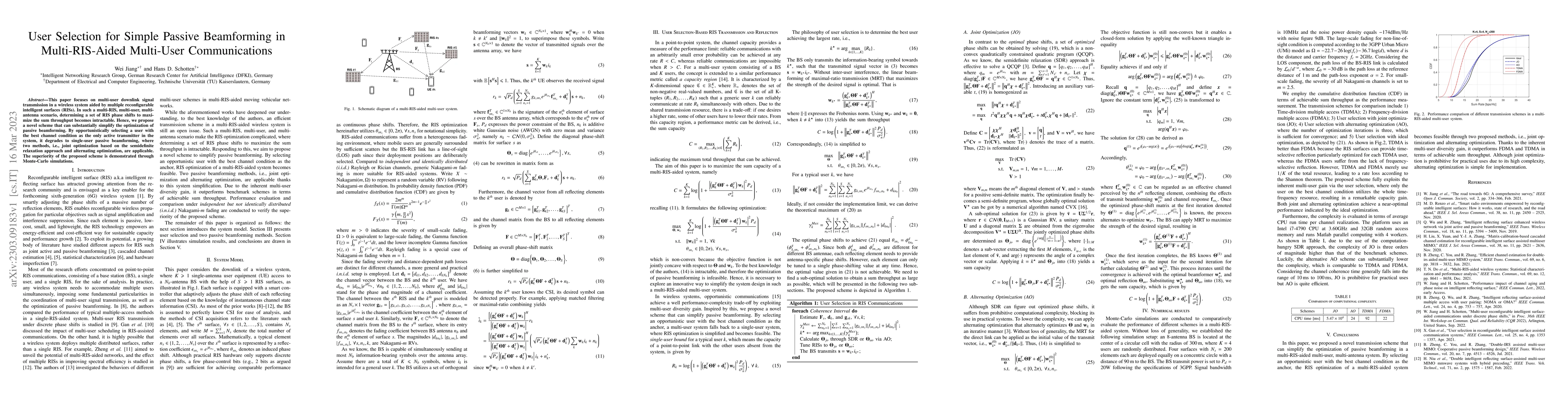 Thumbnail for User Selection for Simple Passive Beamforming in Multi-RIS-Aided
  Multi-User Communications