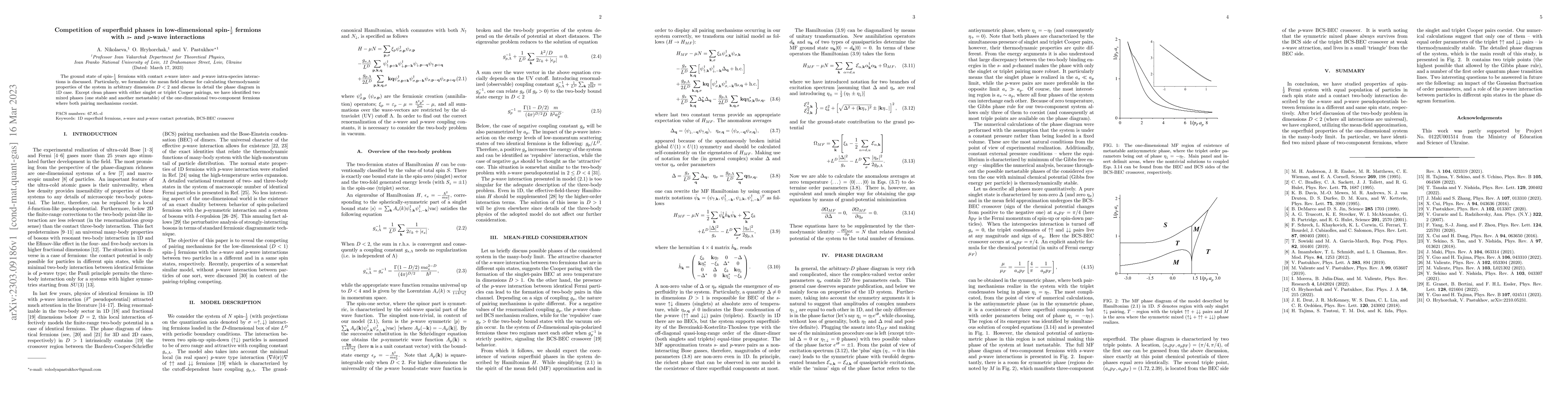 Thumbnail for Competition of superfluid phases in low-dimensional spin-$1\over 2$
  fermions with $s$- and $p$-wave interactions