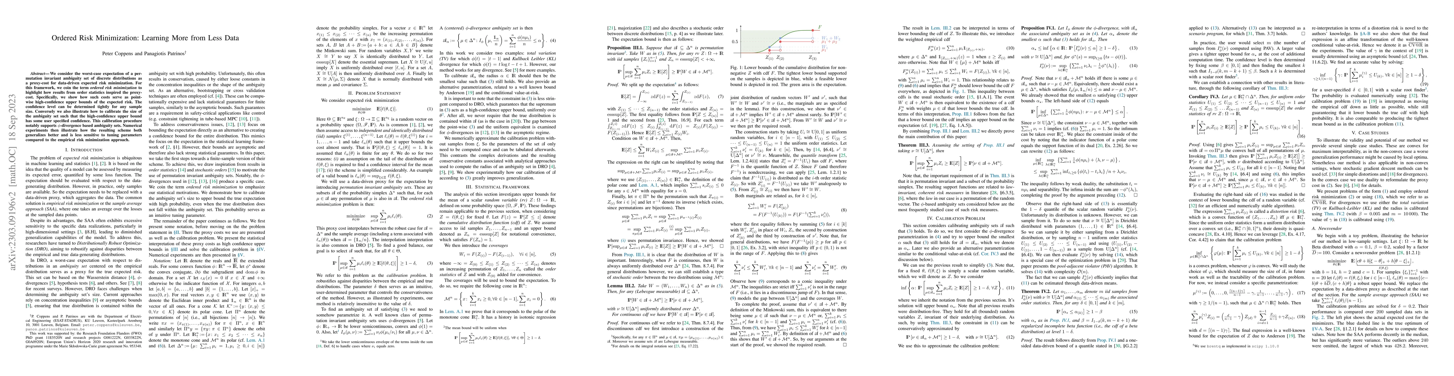 Thumbnail for Ordered Risk Minimization: Learning More from Less Data