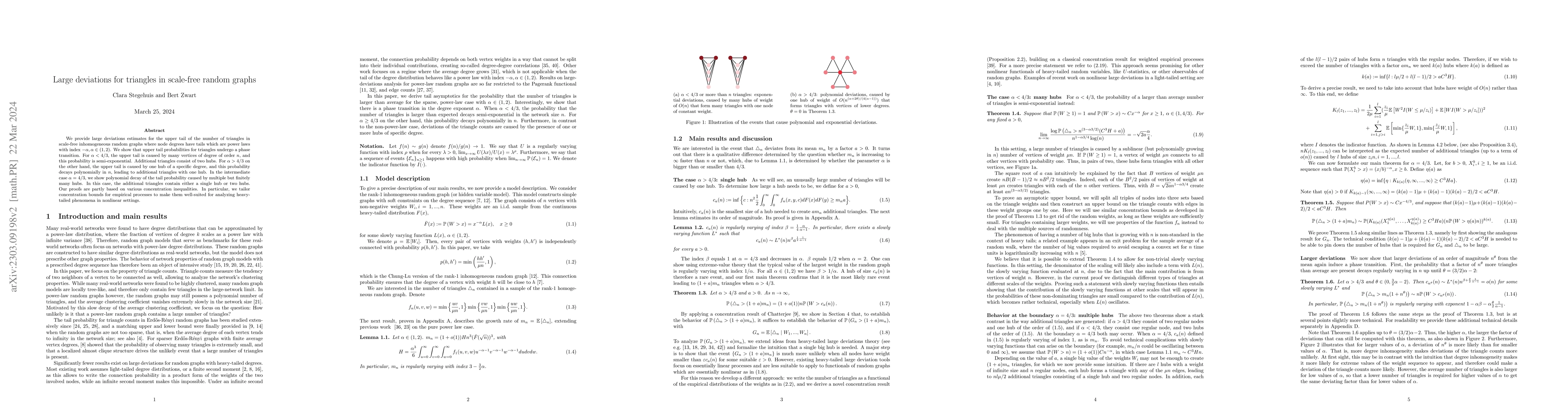 Thumbnail for Large deviations for triangles in scale-free random graphs
