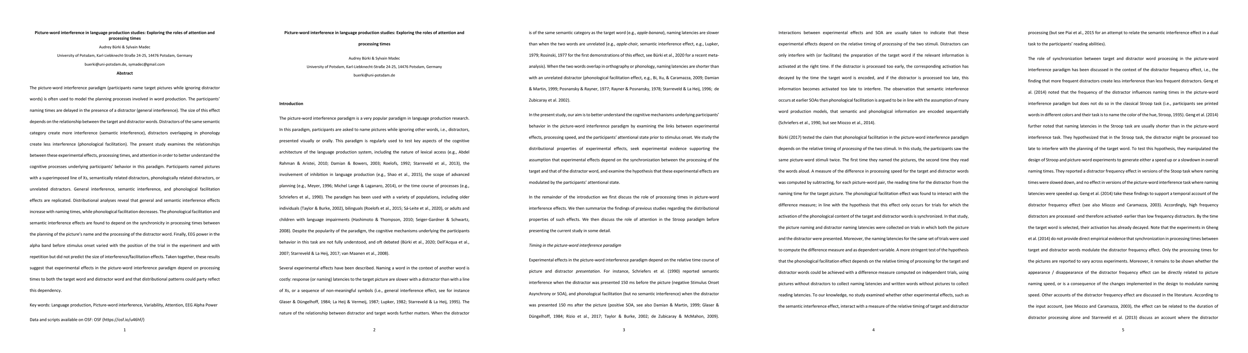 Thumbnail for Picture-word interference in language production studies: Exploring the
  roles of attention and processing times