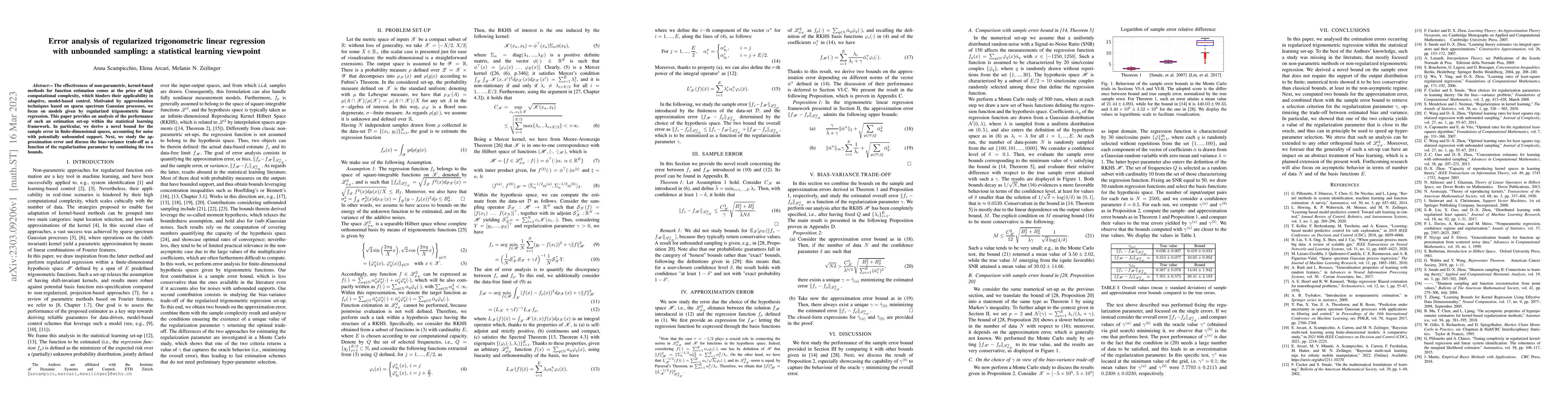 Thumbnail for Error analysis of regularized trigonometric linear regression with
  unbounded sampling: a statistical learning viewpoint