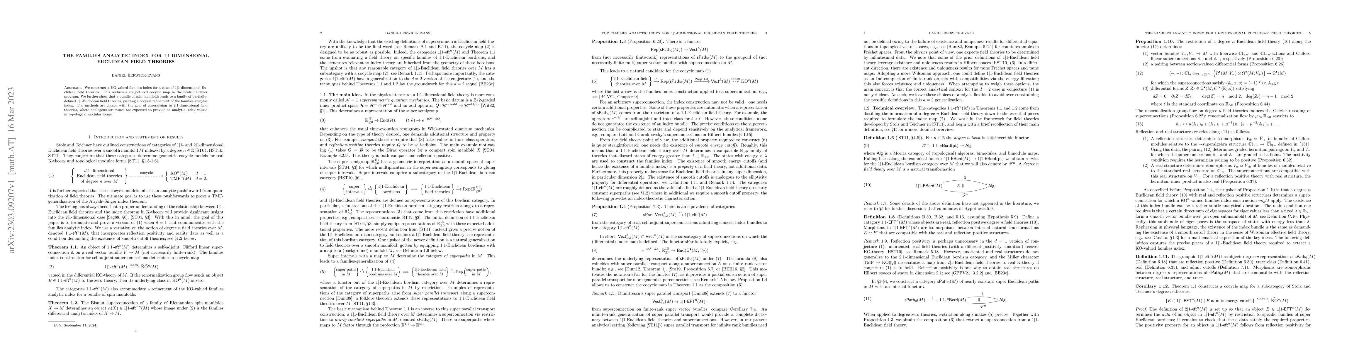Thumbnail for The families analytic index for $1|1$-dimensional Euclidean field
  theories