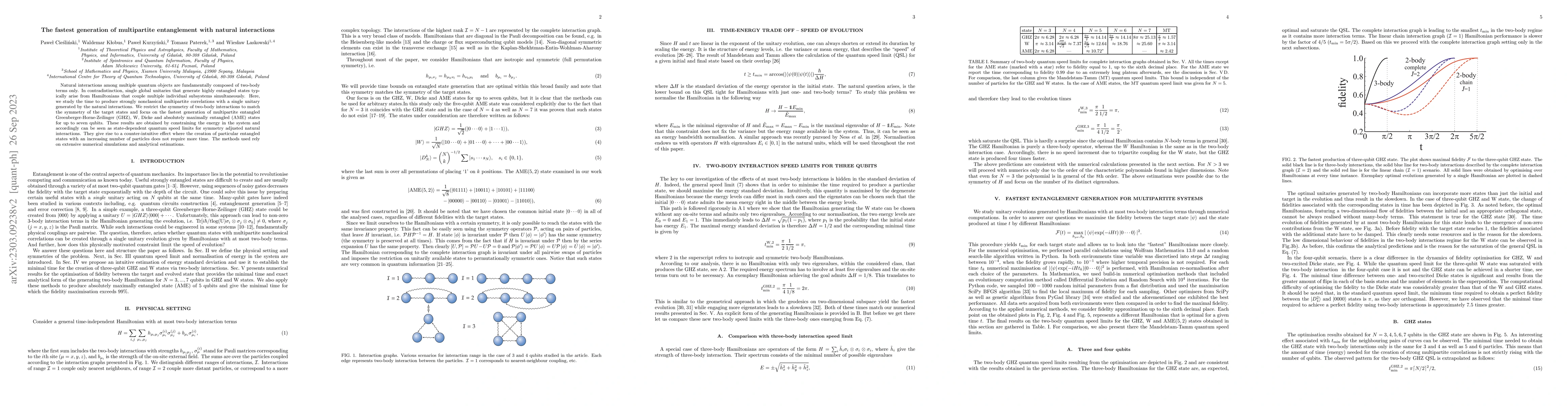 Thumbnail for The fastest generation of multipartite entanglement with natural
  interactions