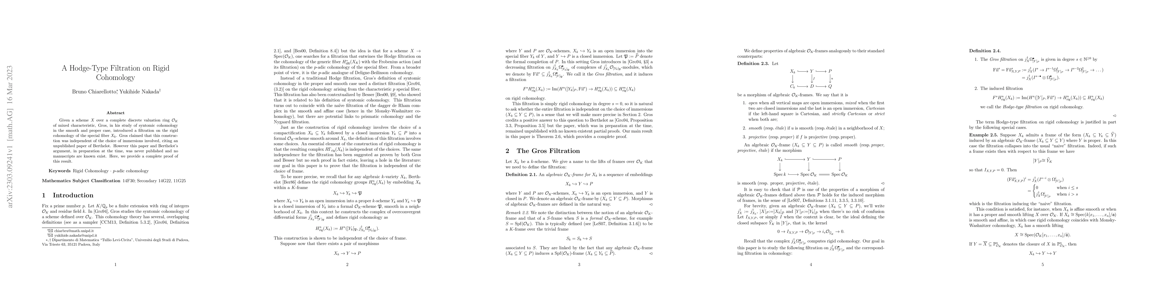 Thumbnail for A Hodge-Type Filtration on Rigid Cohomology