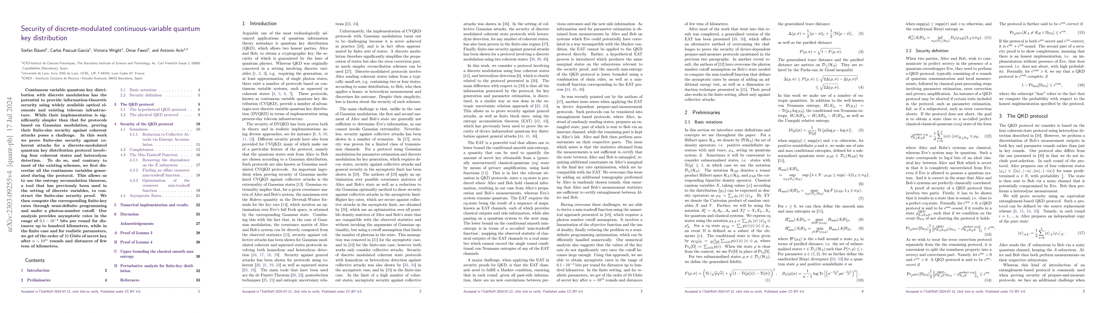 Thumbnail for Security of discrete-modulated continuous-variable quantum key
  distribution