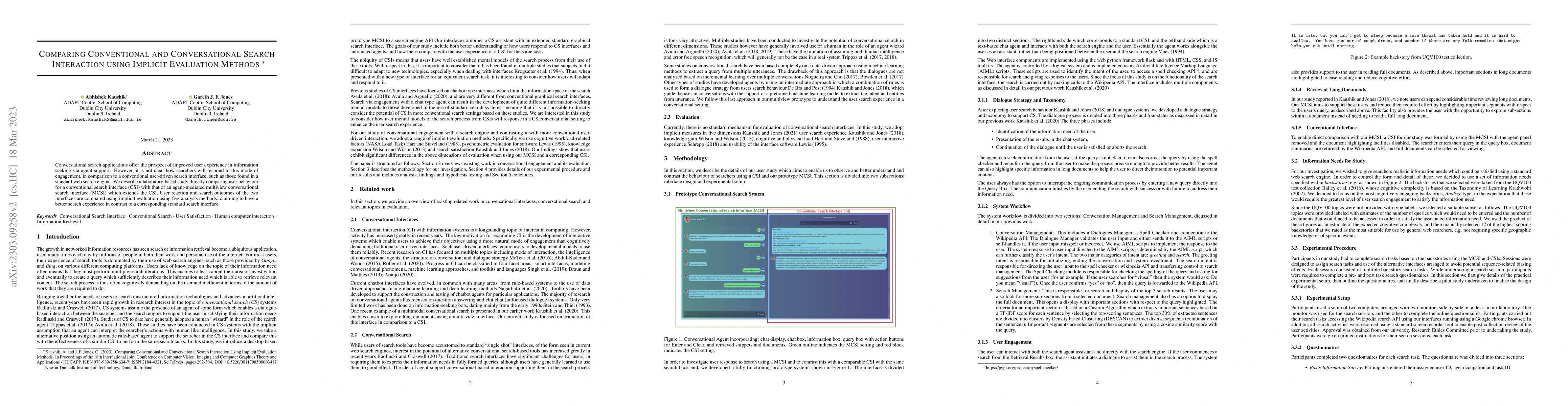 Thumbnail for Comparing Conventional and Conversational Search Interaction using
  Implicit Evaluation Methods