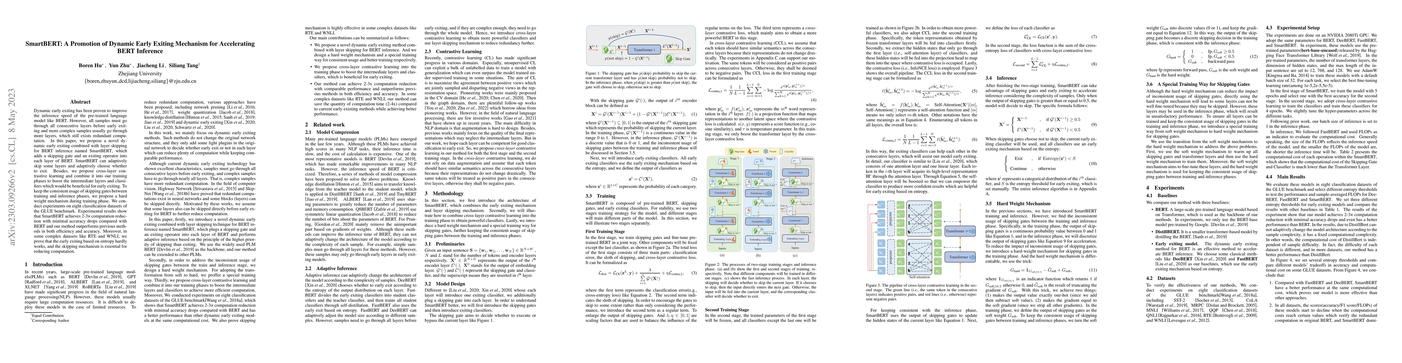 Thumbnail for SmartBERT: A Promotion of Dynamic Early Exiting Mechanism for
  Accelerating BERT Inference