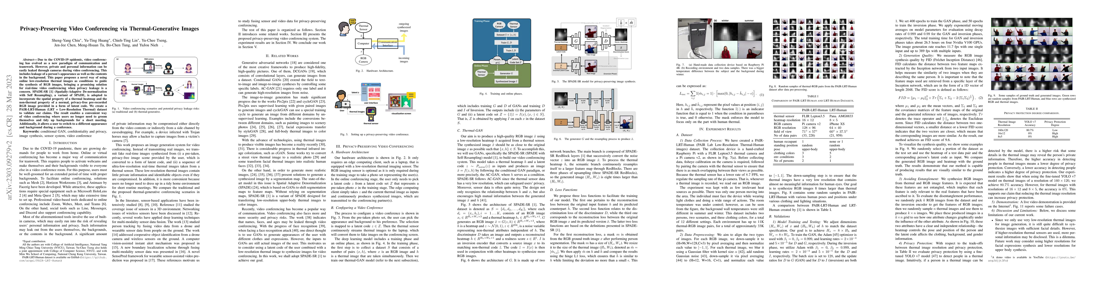 Thumbnail for Privacy-Preserving Video Conferencing via Thermal-Generative Images