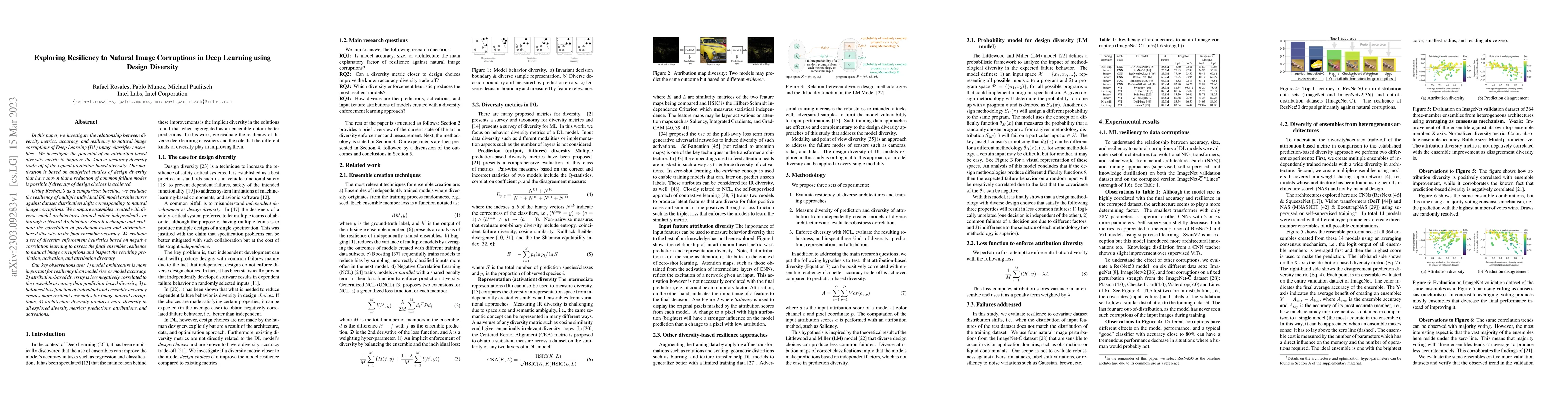 Thumbnail for Exploring Resiliency to Natural Image Corruptions in Deep Learning using
  Design Diversity