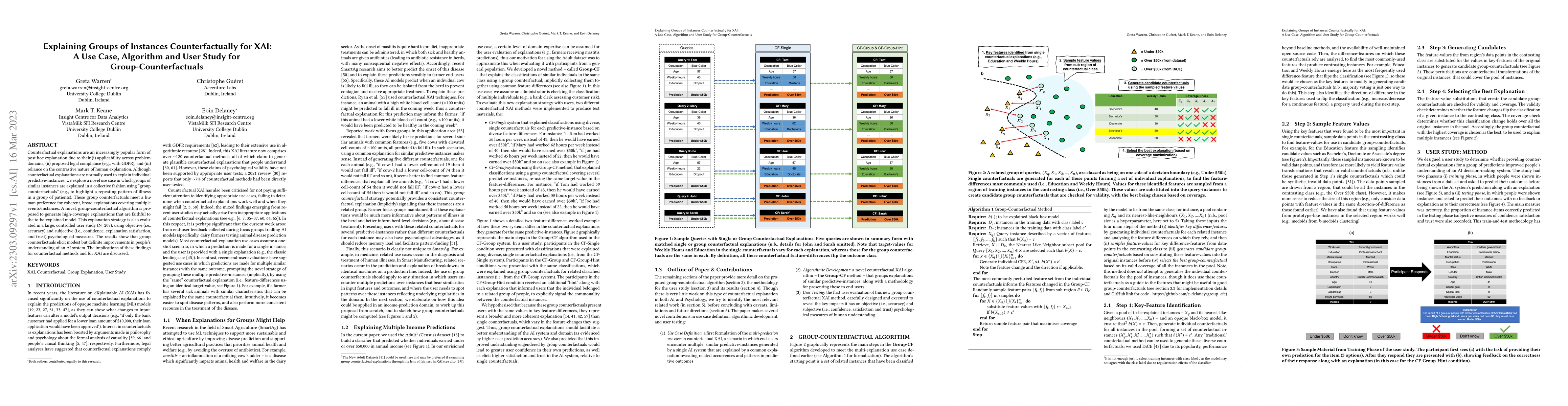 Thumbnail for Explaining Groups of Instances Counterfactually for XAI: A Use Case,
  Algorithm and User Study for Group-Counterfactuals