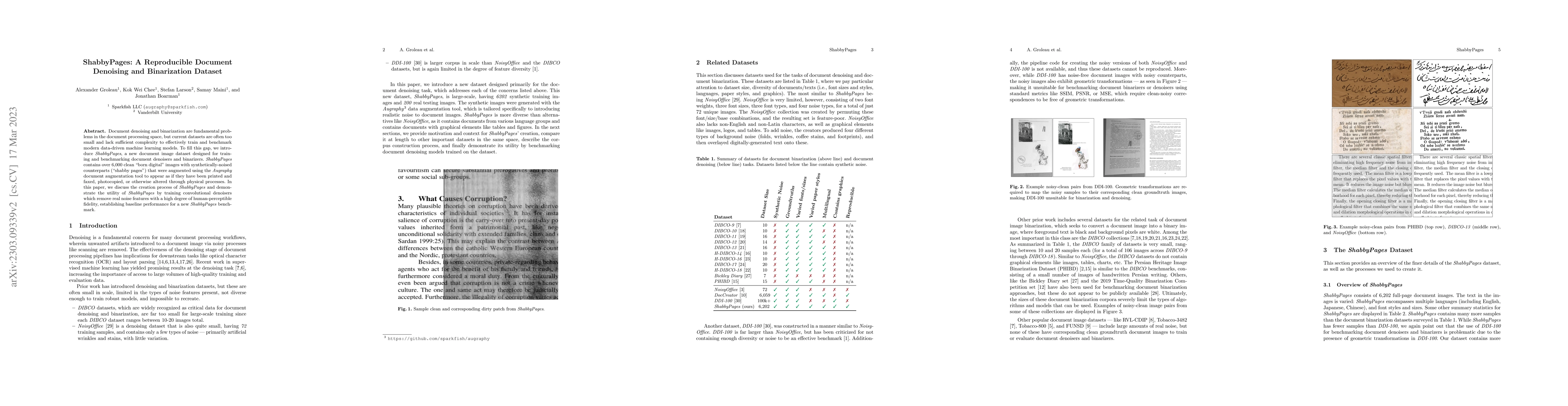 Thumbnail for ShabbyPages: A Reproducible Document Denoising and Binarization Dataset