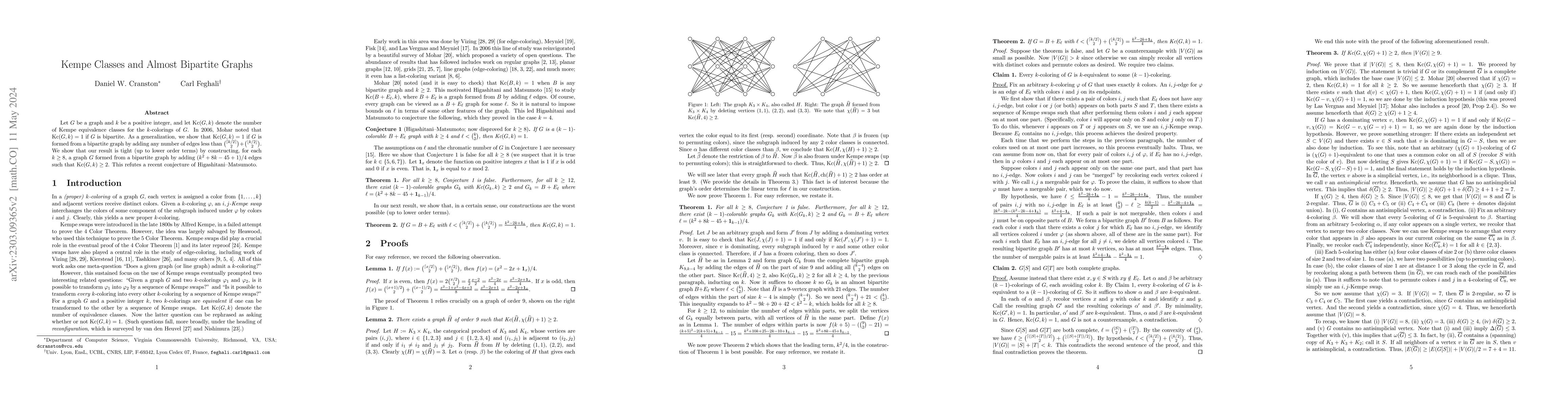 Thumbnail for Kempe Classes and Almost Bipartite Graphs