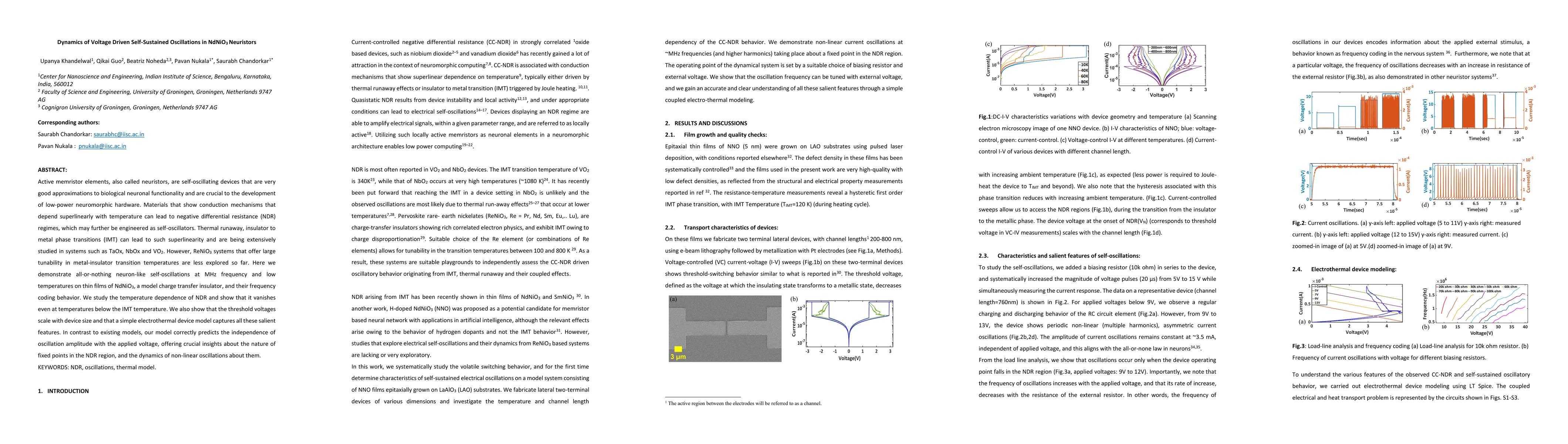 Thumbnail for Dynamics of Voltage Driven Self-Sustained Oscillations in NdNiO$_3$
  Neuristors