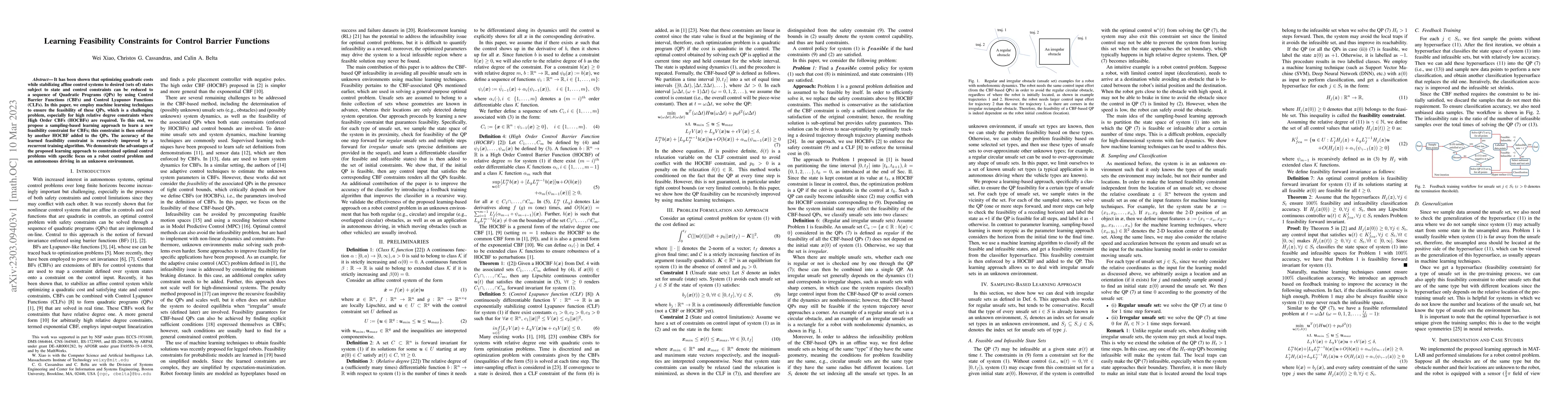 Thumbnail for Learning Feasibility Constraints for Control Barrier Functions
