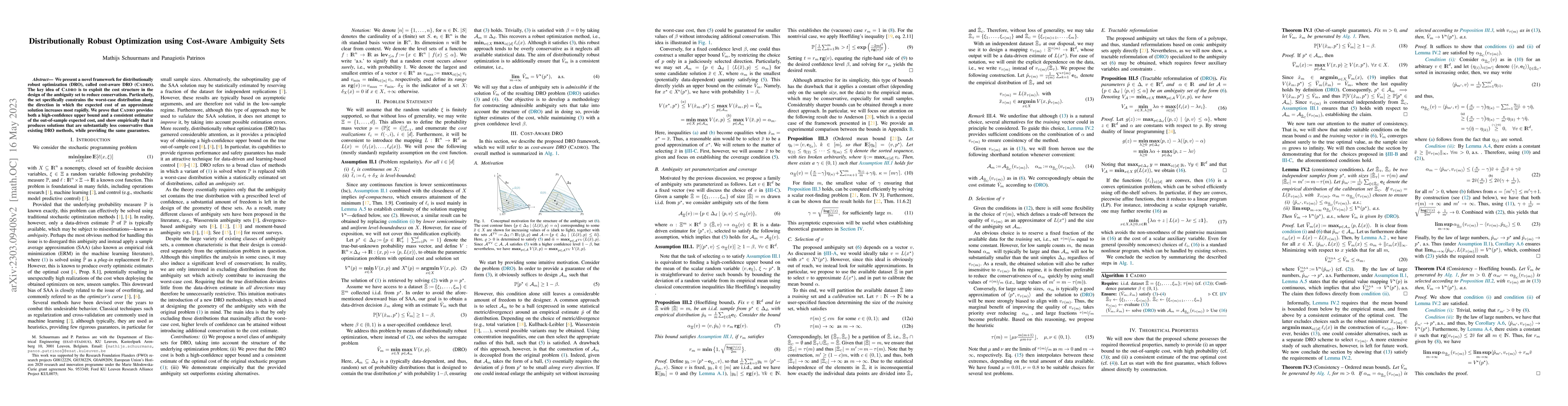 Thumbnail for Distributionally Robust Optimization using Cost-Aware Ambiguity Sets