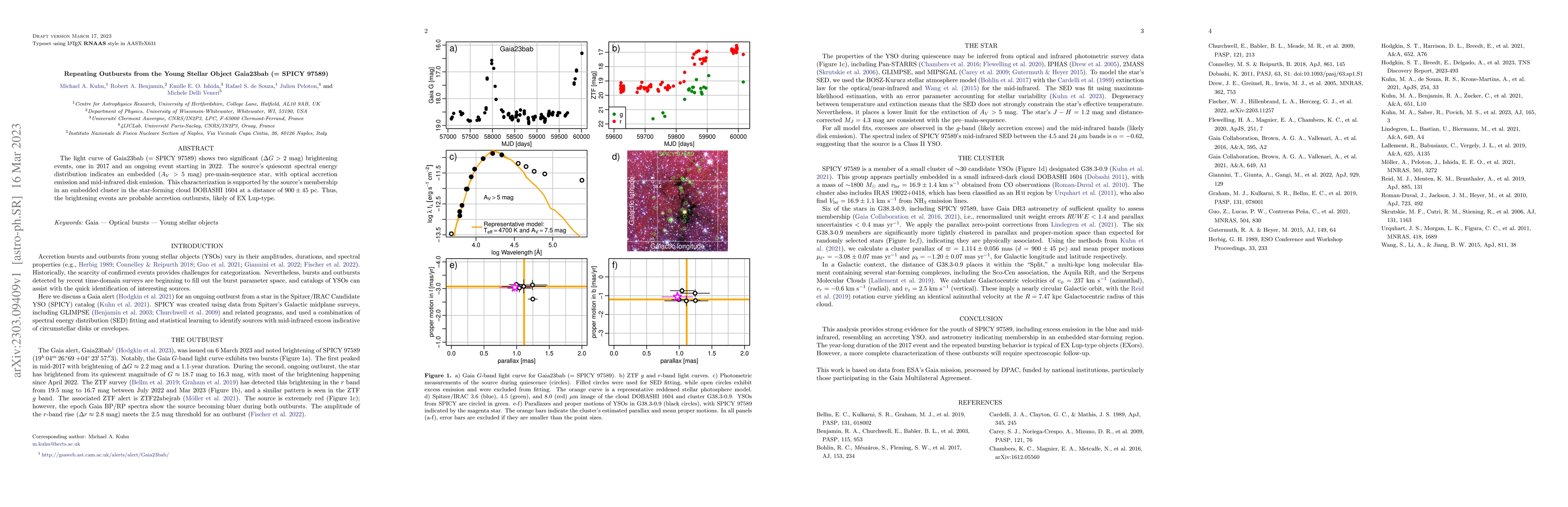 Thumbnail for Repeating Outbursts from the Young Stellar Object Gaia23bab (= SPICY
  97589)