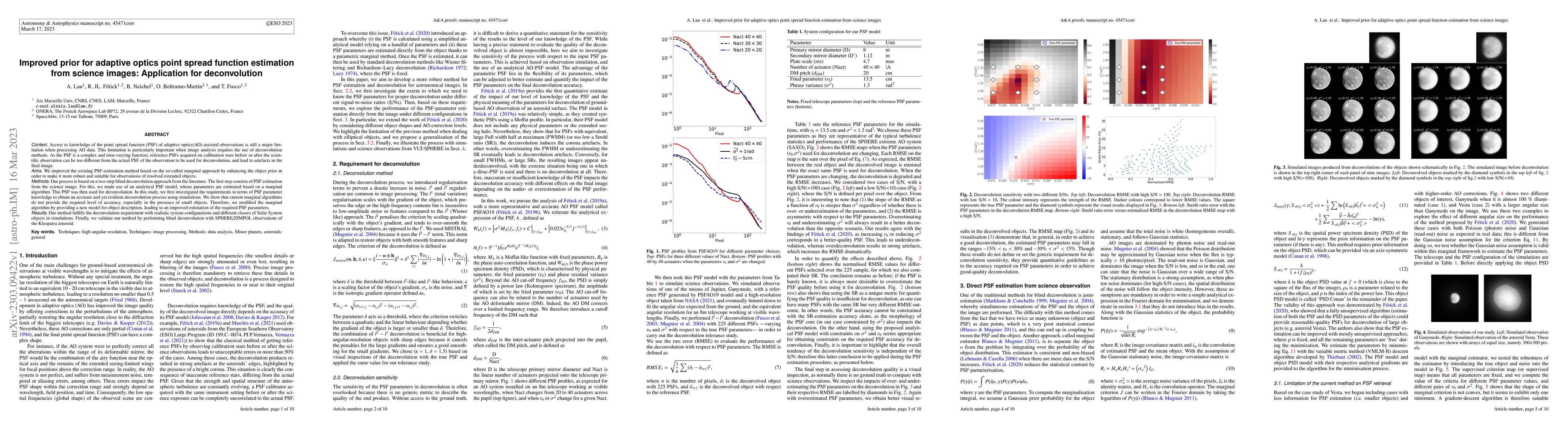 Thumbnail for Improved prior for adaptive optics point spread function estimation from
  science images: Application for deconvolution