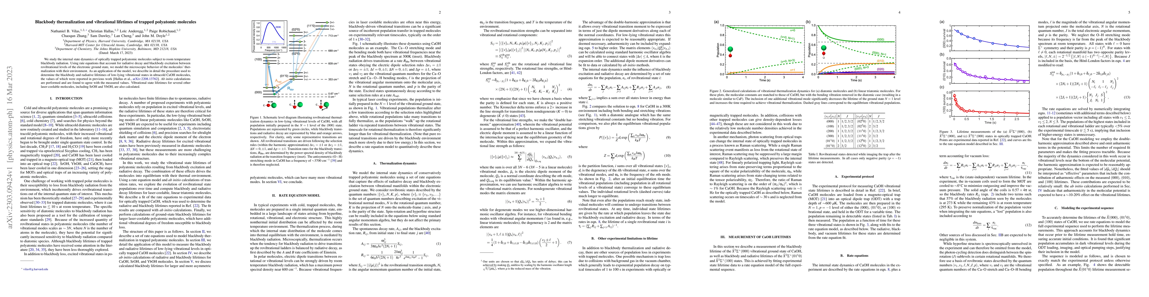 Thumbnail for Blackbody thermalization and vibrational lifetimes of trapped polyatomic
  molecules
