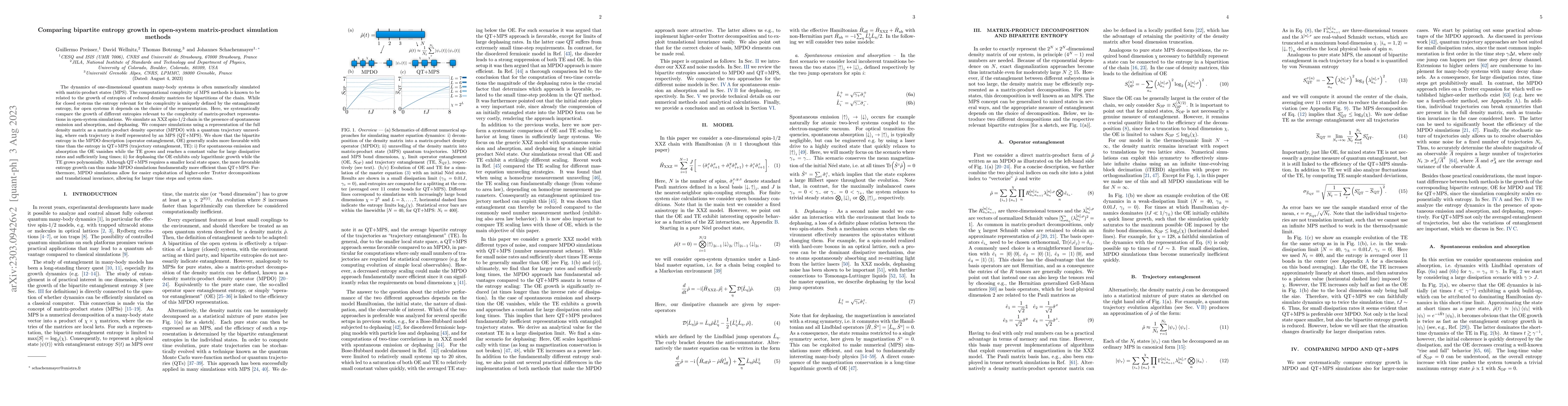 Thumbnail for Comparing bipartite entropy growth in open-system matrix-product
  simulation methods