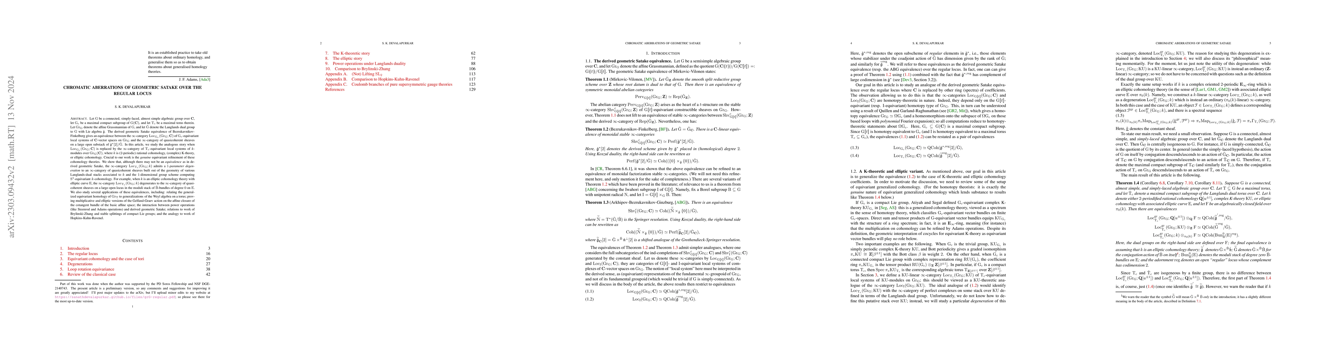 Thumbnail for Chromatic aberrations of geometric Satake over the regular locus