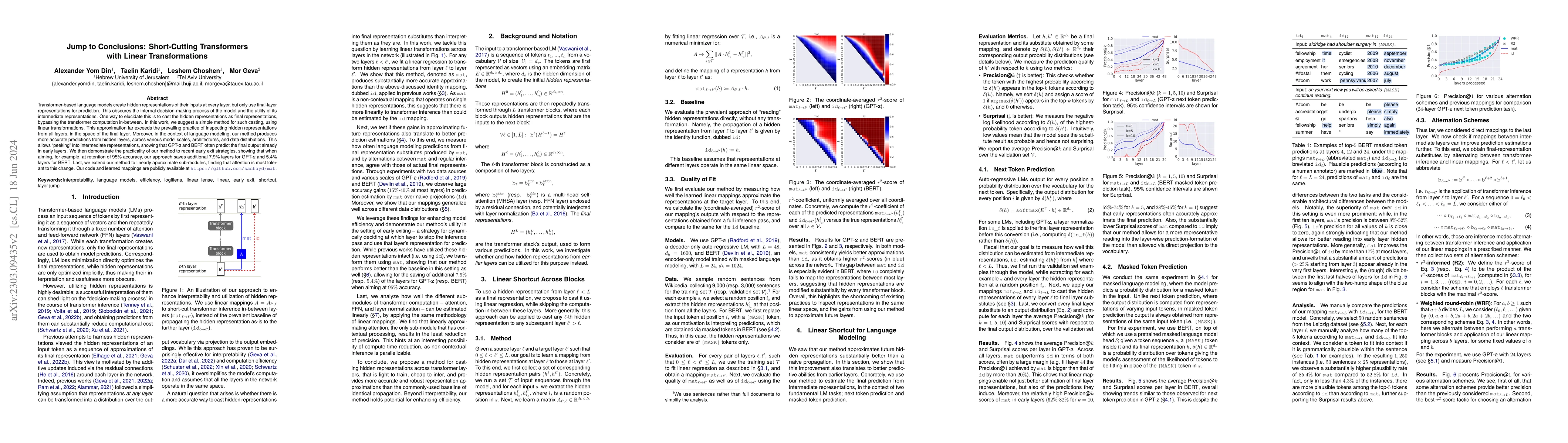 Thumbnail for Jump to Conclusions: Short-Cutting Transformers With Linear
  Transformations