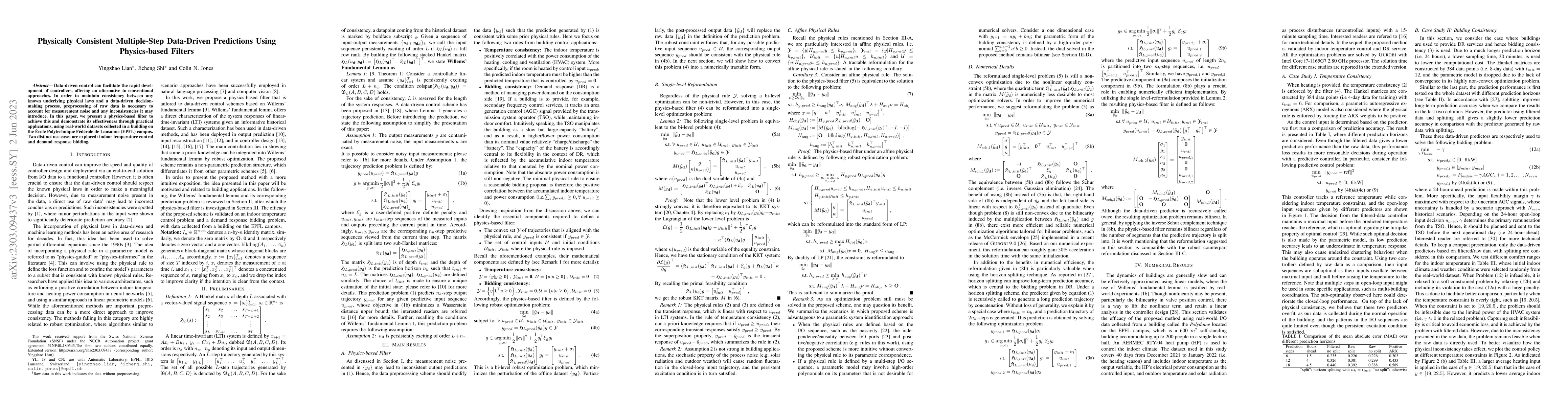 Thumbnail for Physically Consistent Multiple-Step Data-Driven Predictions Using
  Physics-based Filters