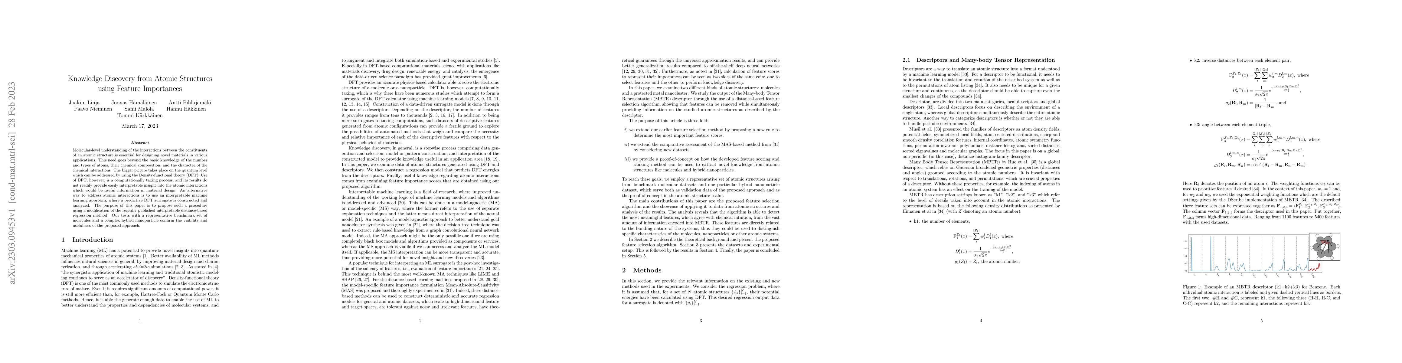 Thumbnail for Knowledge Discovery from Atomic Structures using Feature Importances