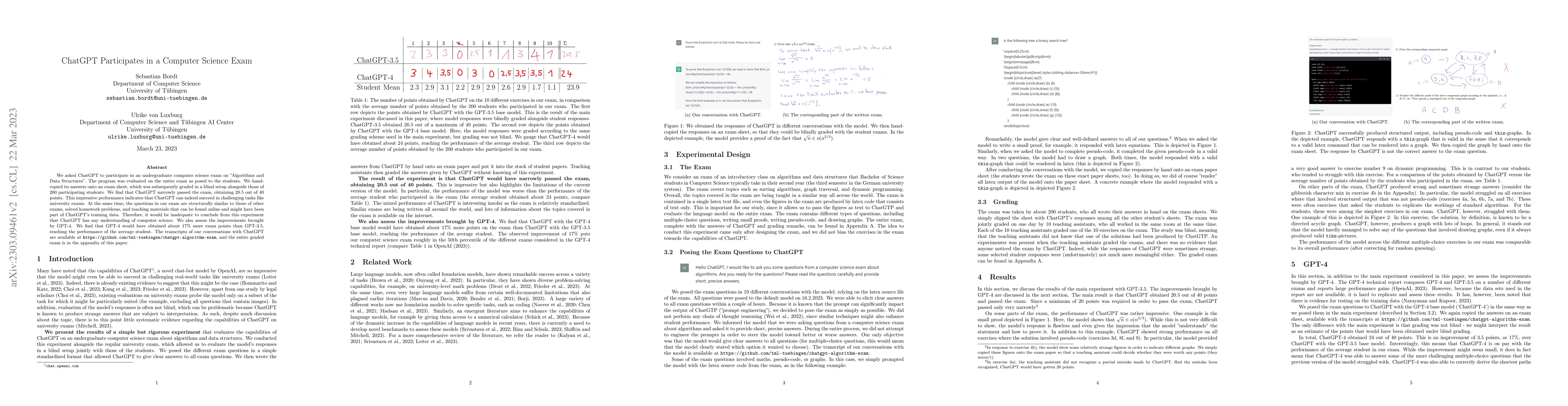 Thumbnail for ChatGPT Participates in a Computer Science Exam