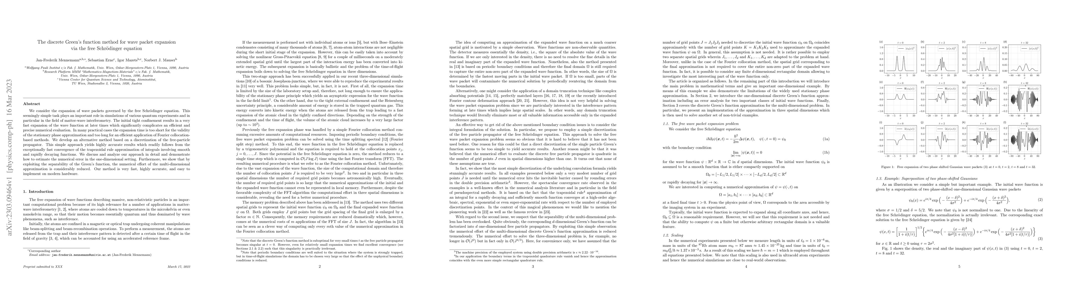 Thumbnail for The discrete Green's function method for wave packet expansion via the
  free Schr\"odinger equation