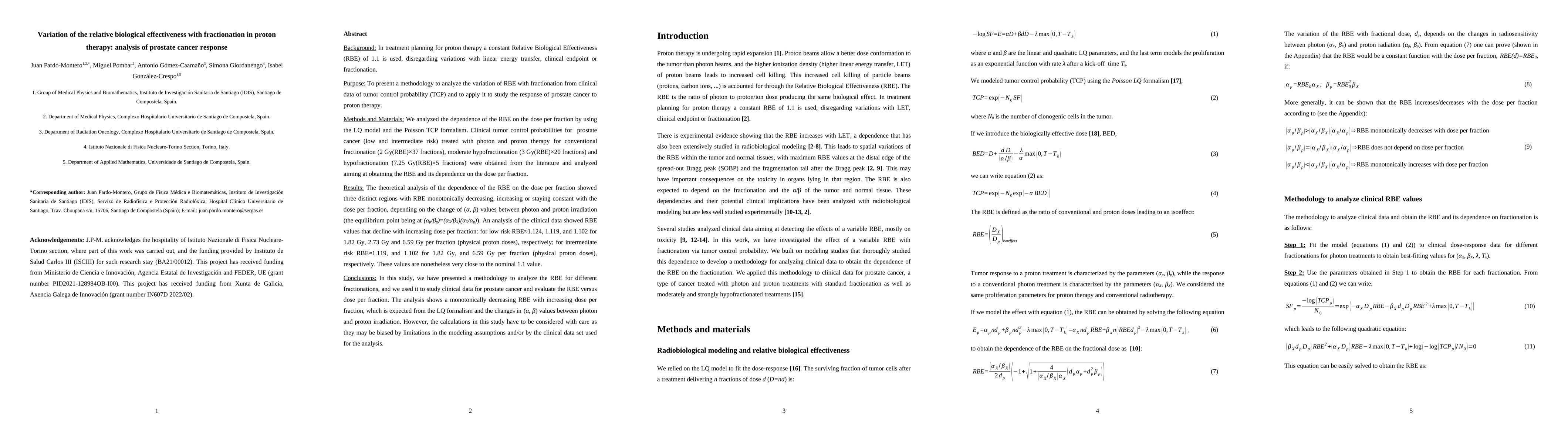 Thumbnail for Variation of the relative biological effectiveness with fractionation in
  proton therapy: analysis of prostate cancer response