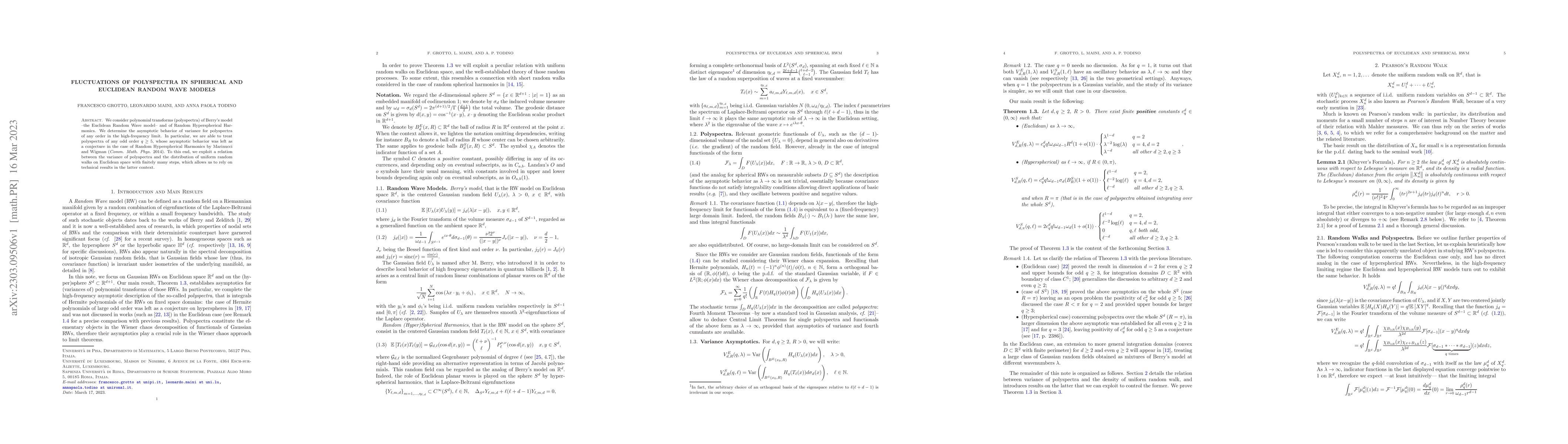 Thumbnail for Fluctuations of Polyspectra in Spherical and Euclidean Random Wave
  Models