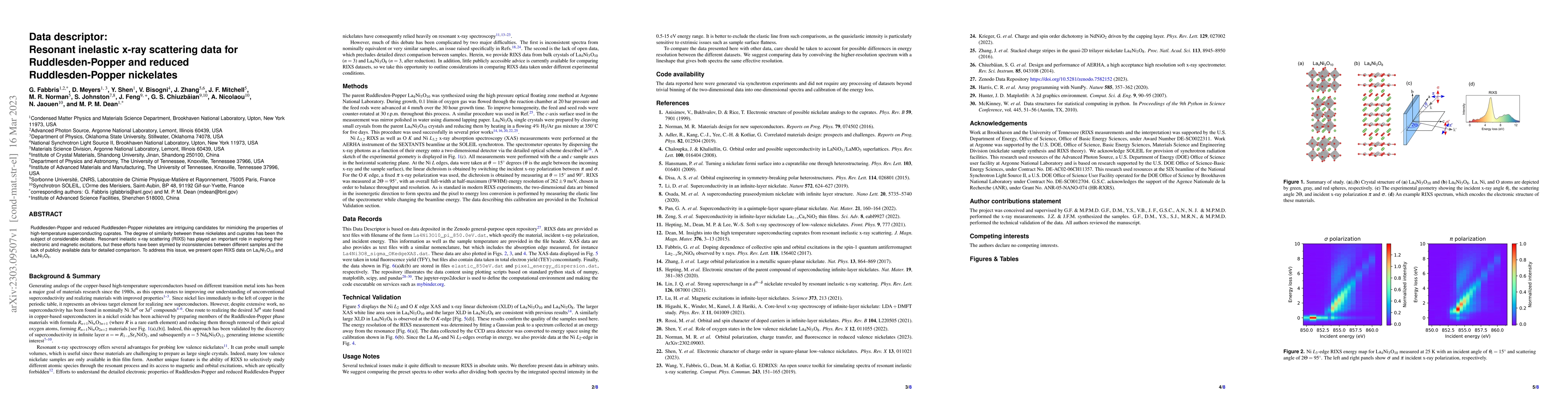 Thumbnail for Resonant inelastic x-ray scattering data for Ruddlesden-Popper and
  reduced Ruddlesden-Popper nickelates