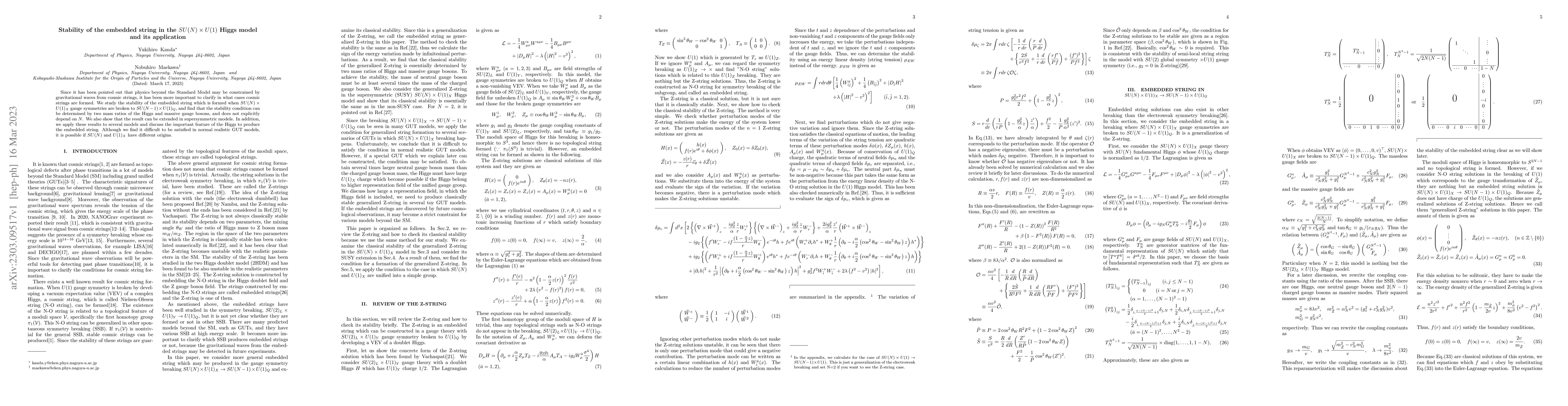 Thumbnail for Stability of the embedded string in the $SU(N)\times U(1)$ Higgs model
  and its application