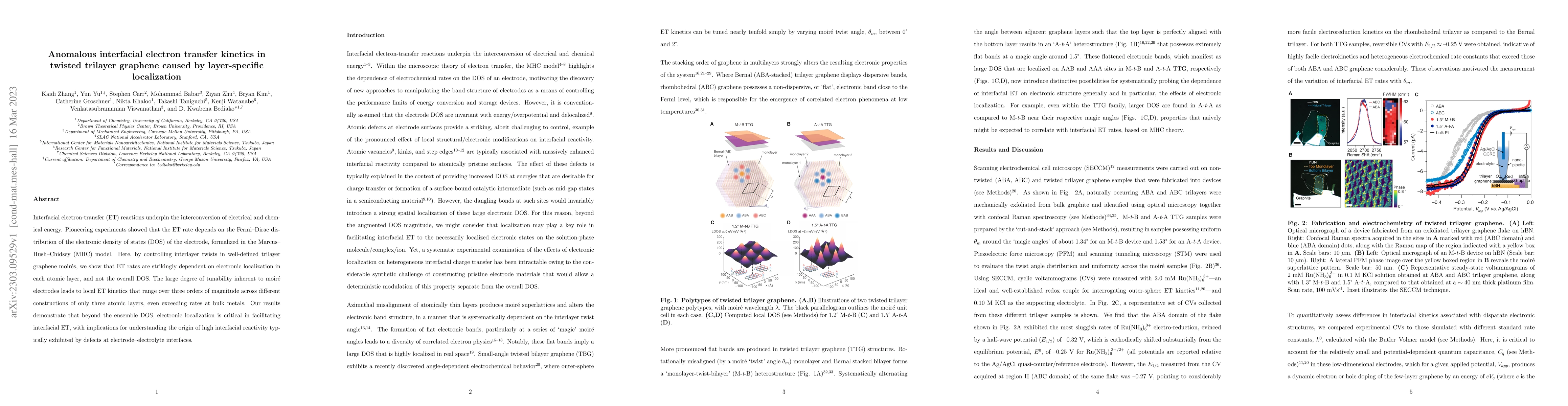 Thumbnail for Anomalous interfacial electron transfer kinetics in twisted trilayer
  graphene caused by layer-specific localization