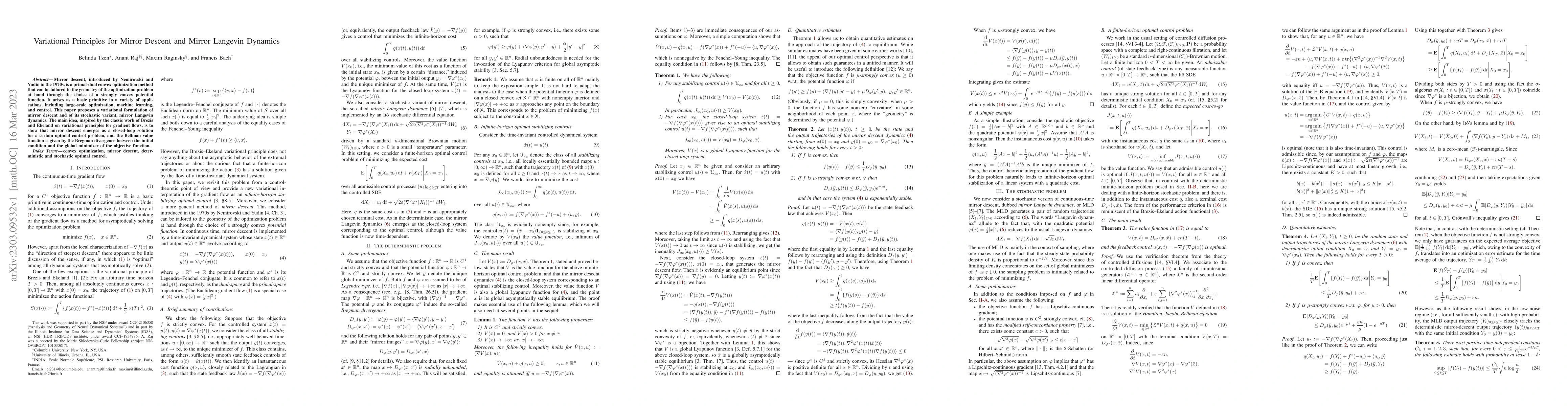 Thumbnail for Variational Principles for Mirror Descent and Mirror Langevin Dynamics