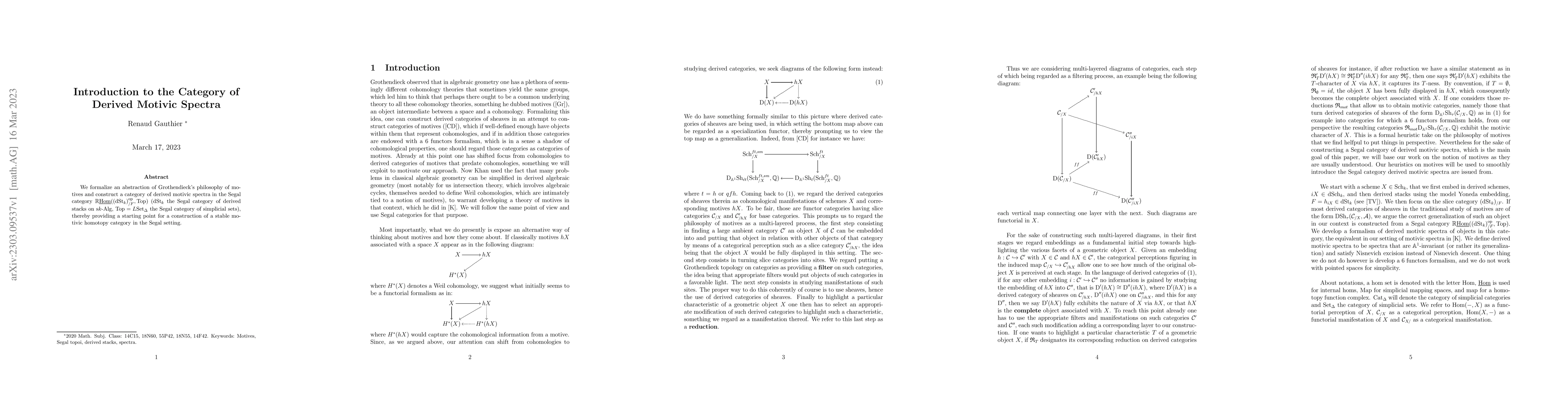 Thumbnail for Introduction to the Category of Derived Motivic Spectra