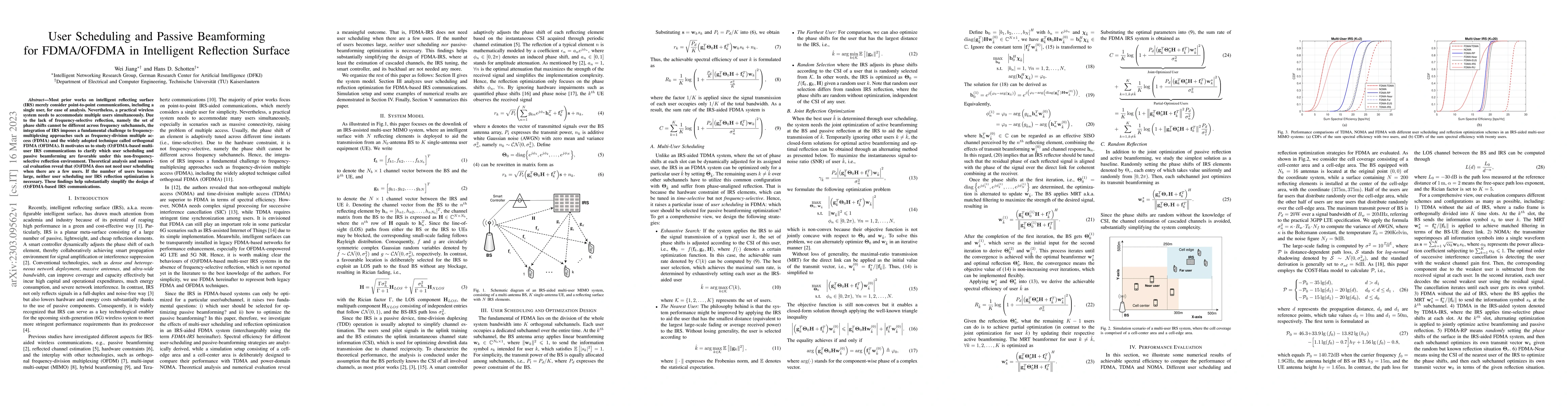 Thumbnail for User Scheduling and Passive Beamforming for FDMA/OFDMA in Intelligent
  Reflection Surface