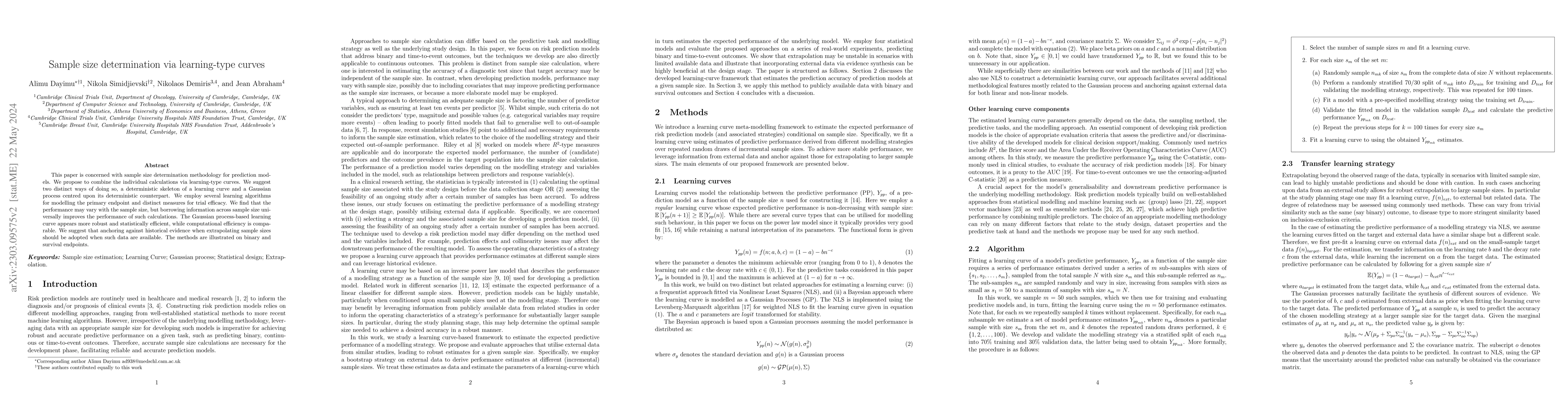 Thumbnail for Sample size determination via learning-type curves