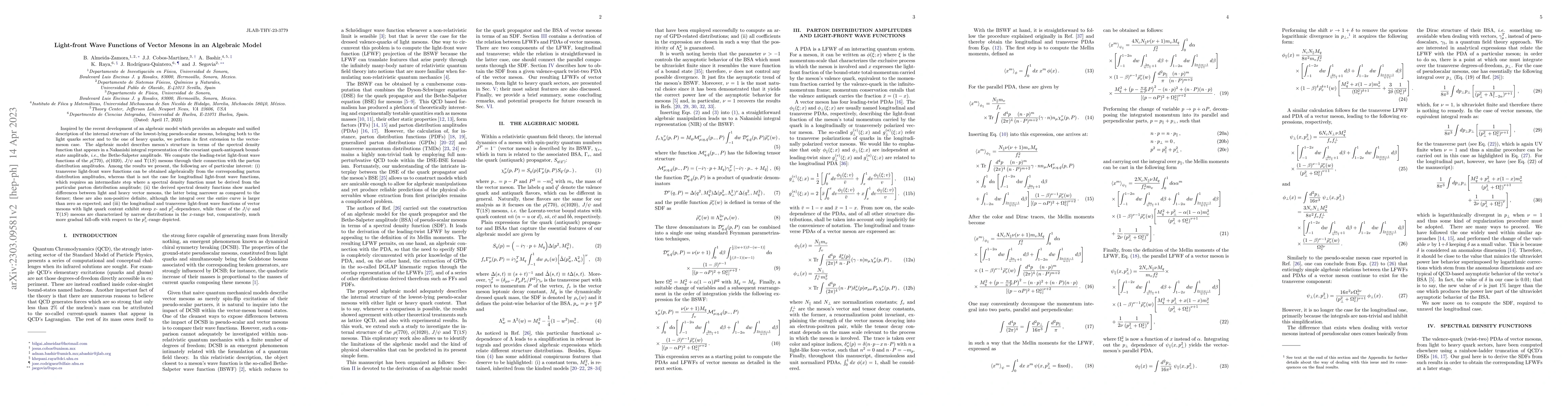 Thumbnail for Light-front Wave Functions of Vector Mesons in an Algebraic Model