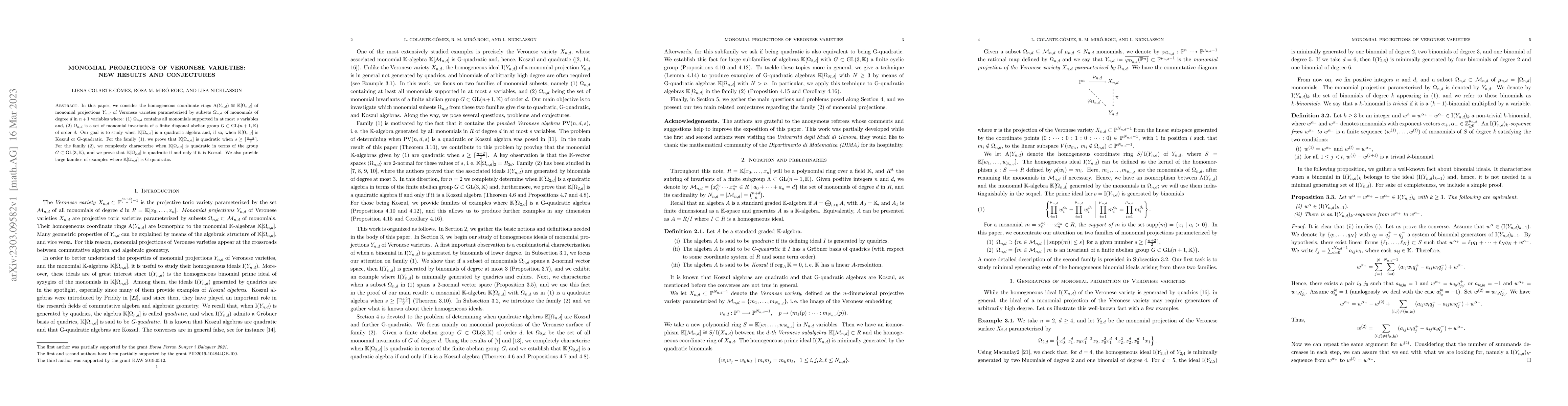 Thumbnail for Monomial projections of Veronese varieties: new results and conjectures