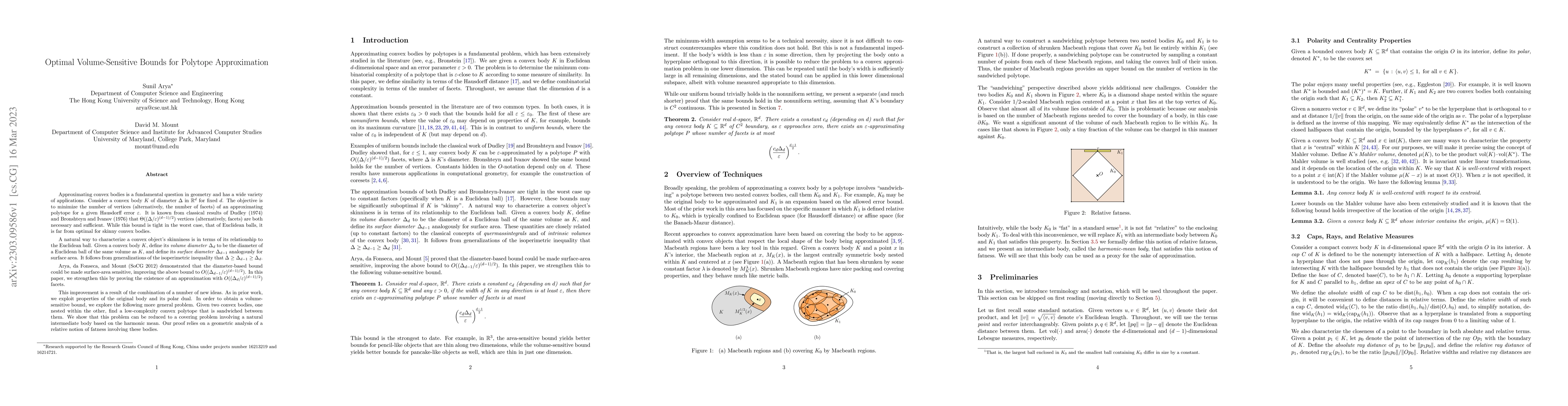 Thumbnail for Optimal Volume-Sensitive Bounds for Polytope Approximation