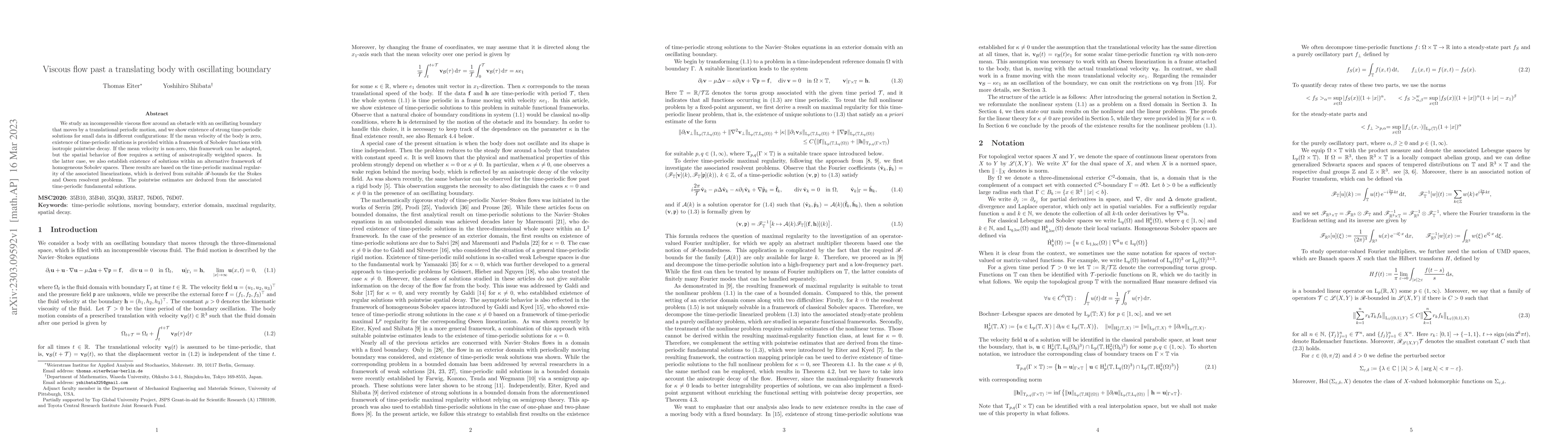 Thumbnail for Viscous flow past a translating body with oscillating boundary