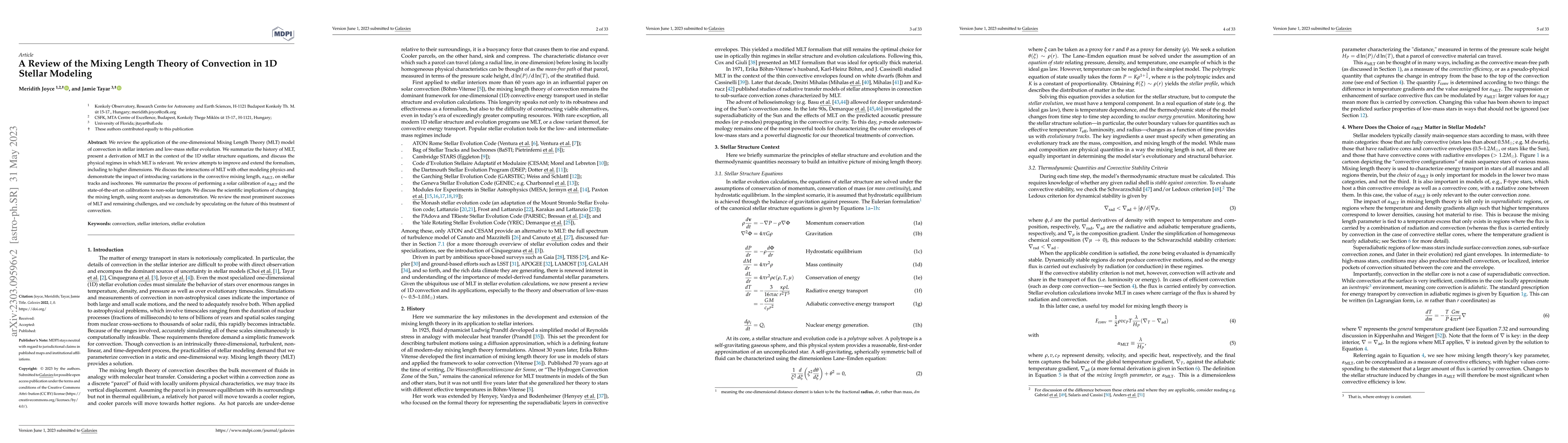 Thumbnail for A Review of the Mixing Length Theory of Convection in 1D Stellar
  Modeling