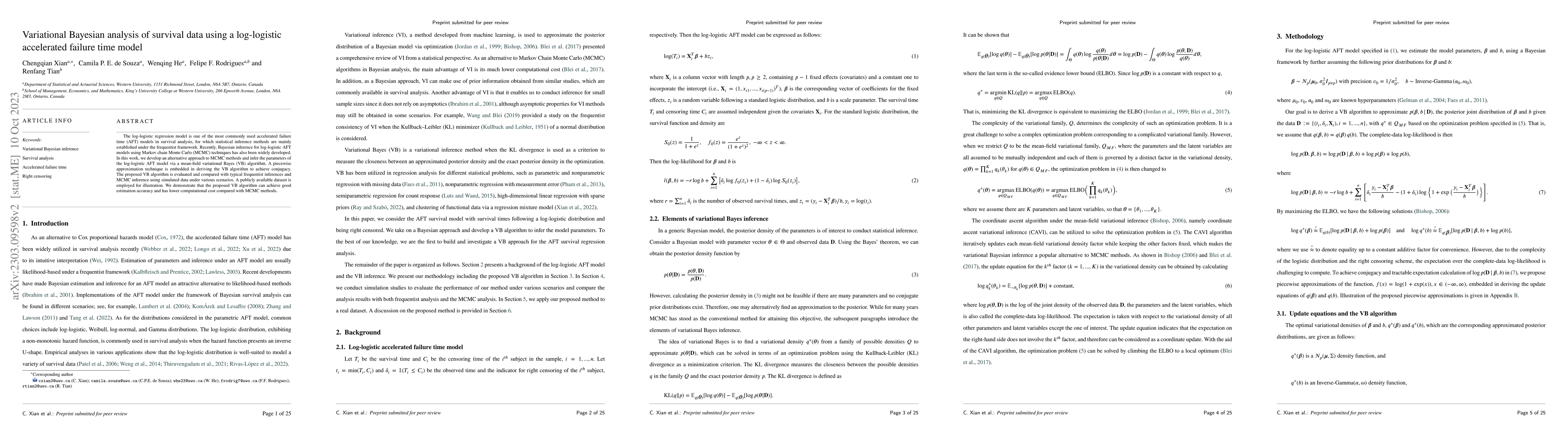 Thumbnail for Variational Bayesian analysis of survival data using a log-logistic
  accelerated failure time model