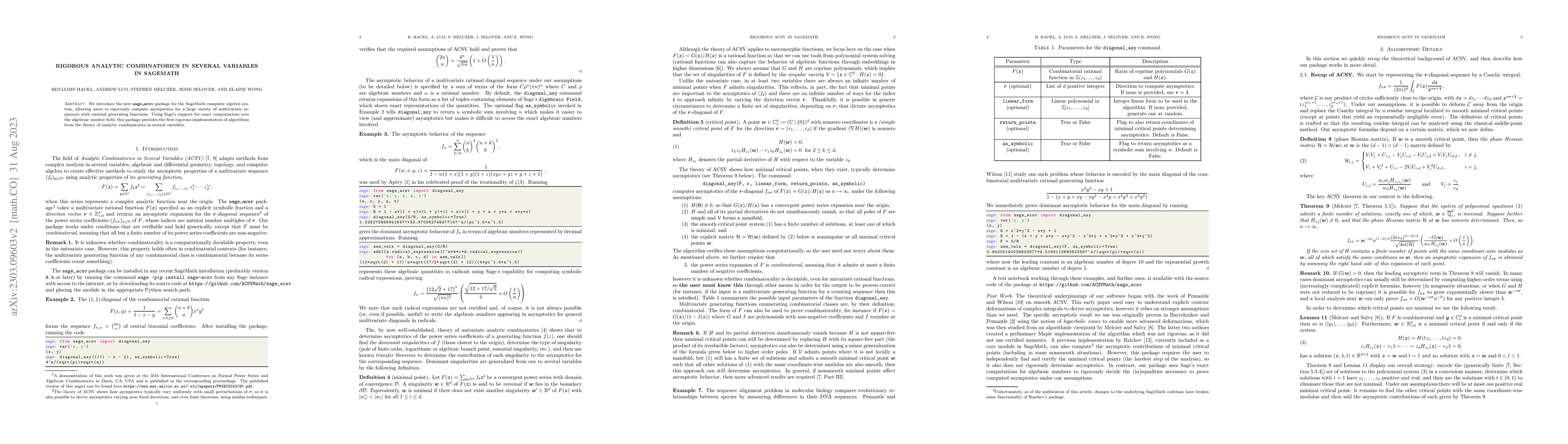 Thumbnail for Rigorous Analytic Combinatorics in Several Variables in SageMath